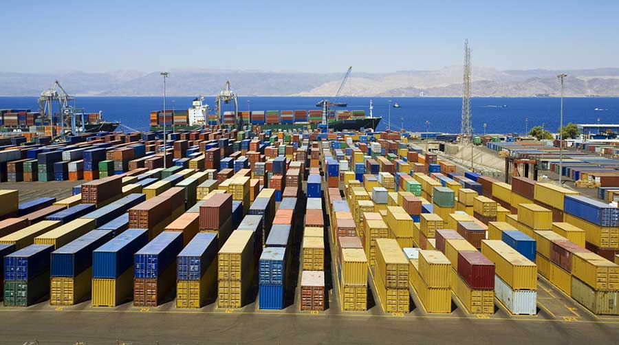 Cargo containers waiting for shipment